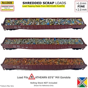 N Scale SHREDDED SCRAP Loads for N Scale Trains Athearn 65&#39;6&quot; Model Railroad Gondola, N Scale Model Railway Loads with Recycled Plastic