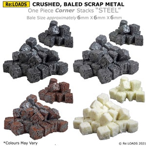Crushed Baled Scrap Metal &quot;Steel&quot; Corner Stacks for N Scale Trains also HO OO Scale Scrapyards Junk Yards Dioramas with 6mm Bales