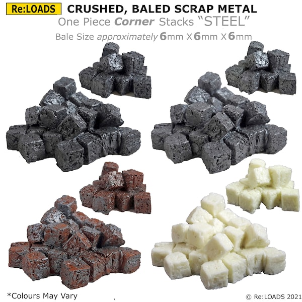 Crushed, Baled Scrap Metal "Steel" Corner Stacks, for N, HO, OO Scale Scrapyards, 6mm Bales