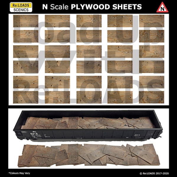 Photo Realistic Printed PLYWOOD SHEETS N Scale Model Railroad Loads, N Gauge Model Railway Lumber & Scrap Yards Scenic Details and Dioramas