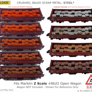 Z Scale Model Train Accessories Model Railway Loads Crushed Baled Scrap Metal STEEL LOADS for Marklin Z Gauge #8622 Model Railroad Wagons