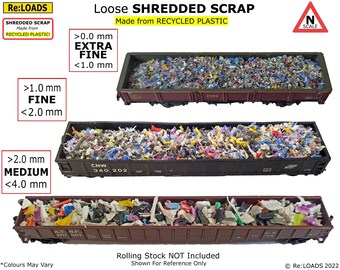 Plastica di scarto triturato sfusa, plastica riciclata, scala N, scartamento N, modellismo ferroviario, modellismo ferroviario, per rottami, carichi di rottami, pile di rottami