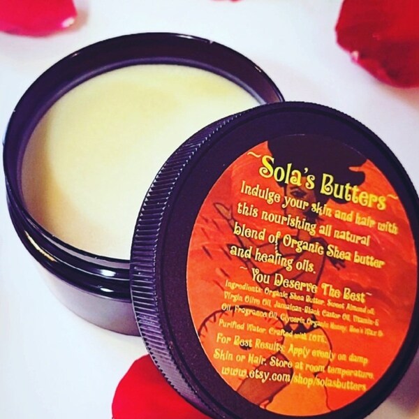 Shea Butter Blend For Body/Hair 8oz. All Natural- FREE SHIPPING -Sola's butters are hand blended, not whipped, so a little goes a long way.