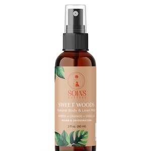 Sweet Woods Natural Body & Linen Mist - Body Spray- Natural fragrance- Essential Oil Body Mist