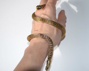 Gold snake wrist cuff bracelet Serpent arm cuff Snake Jewelry Serpent Jewelry