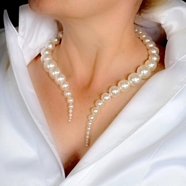 Einzigartige Statement-Halskette, Perlen-Halskette, Kragen-Halskette, klobige Halskette, Strang-Halskette, Damen-Schmuck, einzigartiger Schmuck, Designer-Schmuck, Geschenk