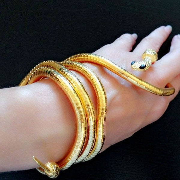Gold/ Black/ Silver snake wrist cuff bracelet Serpent arm cuff Snake Jewelry Serpent Jewelry