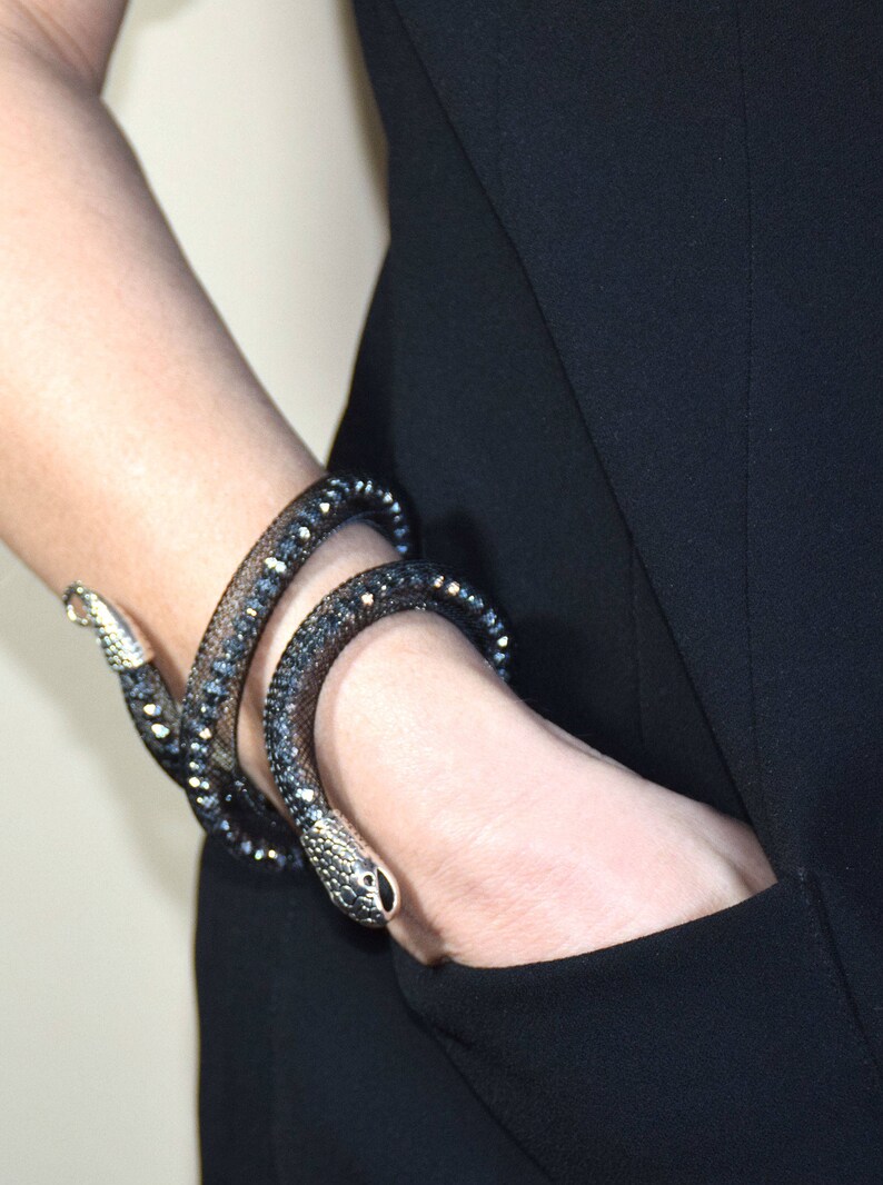Black Snake Arm Cuff Bracelet Bangle Serpent Wrist Cuff Etsy