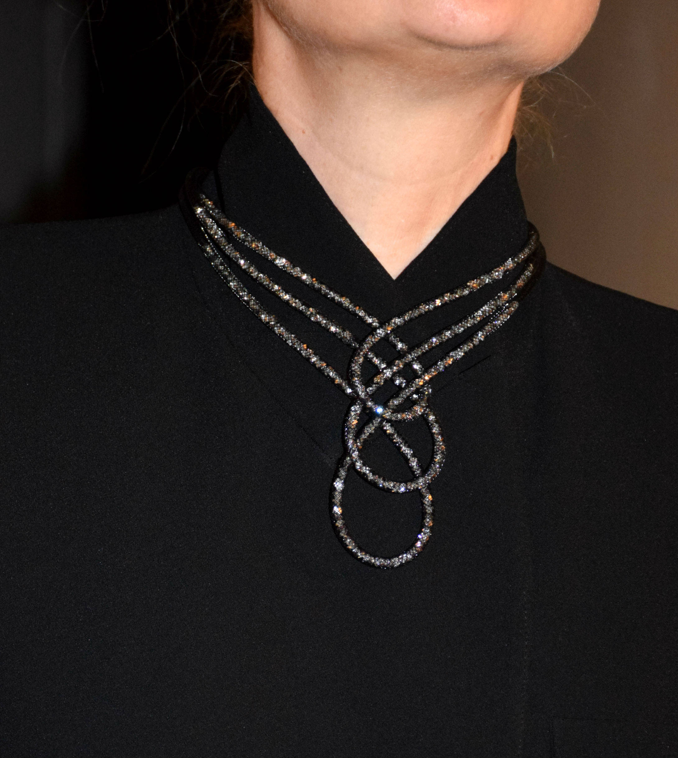 Statement Long Necklace Multistrand Rhinestone Necklace Collar Etsy