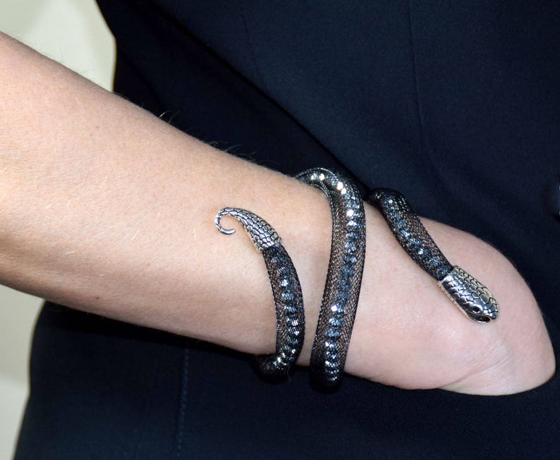 Black Snake Arm Cuff Bracelet Bangle Serpent Wrist Cuff Etsy