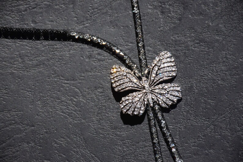 long pendant necklaces for women Rhinestone necklace Butterfly pendant Butterfly necklace Nature necklace Trending now Unique gift for her