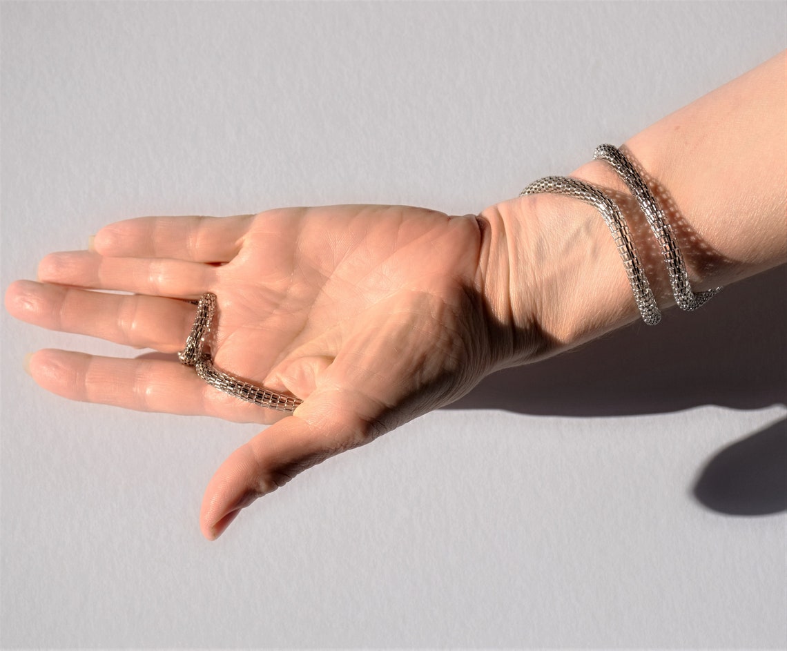 Silver Snake Bracelet Bendable Wrist Cuff Bracelet Serpent Etsy