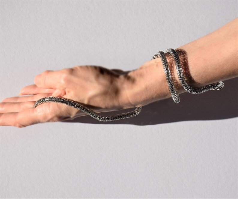 Silver Snake Bracelet Bendable Wrist Cuff Bracelet Serpent Etsy