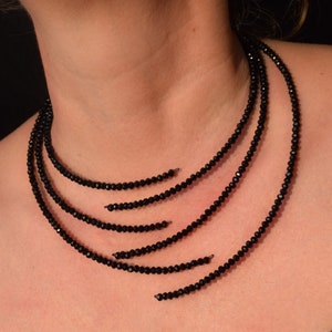 Schwarze offene Manschette Choker Halskette, Glas Perlen funkelnden handgemachten Kragen, handgemachter Schmuck Bild 10