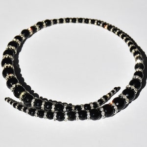 Unique statement collar necklace Onyx beaded image 7
