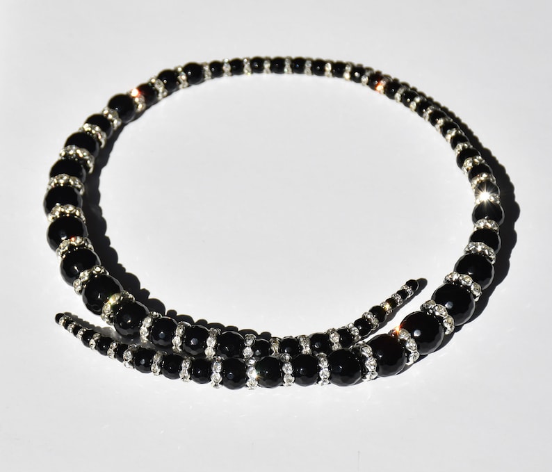 Unique statement collar necklace Onyx beaded image 7
