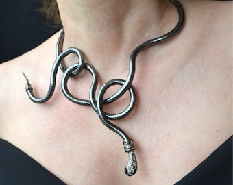 Black/silver/gold snake necklace choker FLEXIBLE BENDABLE TRANSFORMER Serpent ouroboros choker necklace Snake serpent animal jewelry