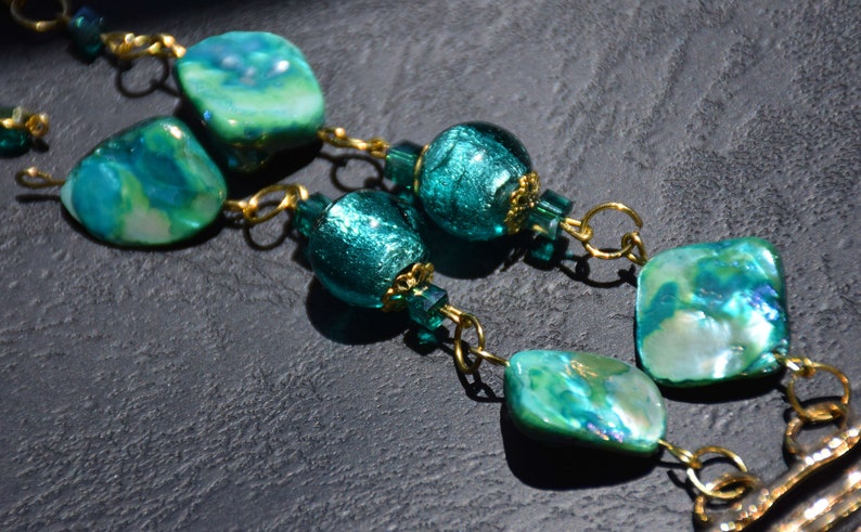 Long turquoise necklace Lariat y necklace gold Chain necklace Chunky Pendant necklace Trending now Grandma necklace 50th anniversary gift