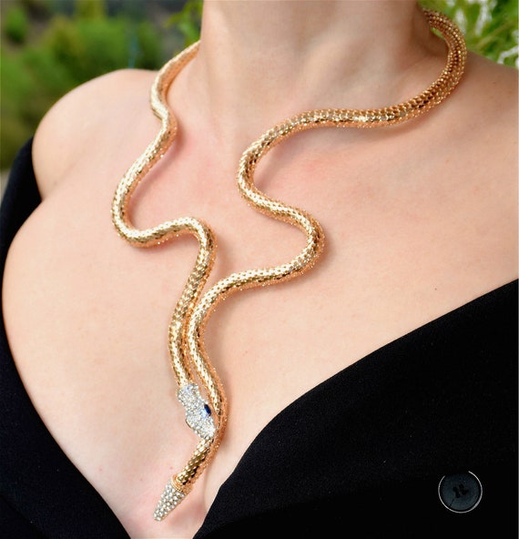 Gold Snake Choker Necklace Serpent 