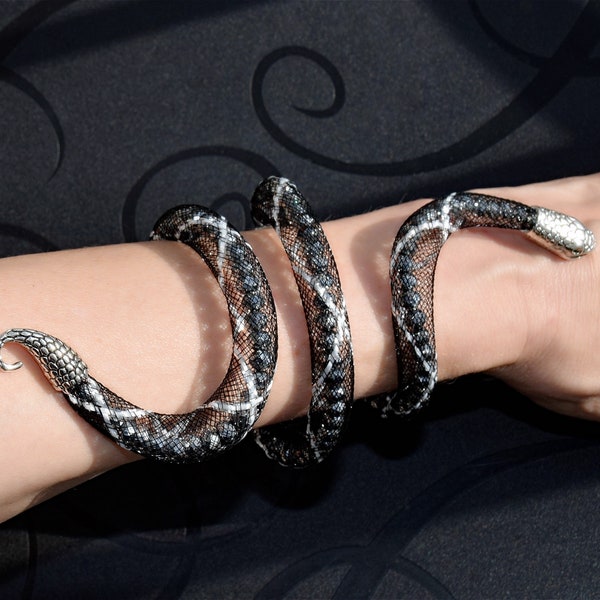 Silver snake wrist cuff bracelet Serpent arm cuff Snake Jewelry Serpent Jewelry