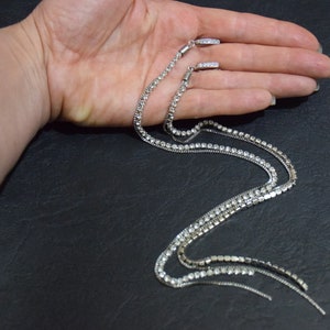 Orecchini a catena in argento extra lunghi, orecchini pendenti con strass, orecchini con gocce sulle spalle, orecchini con nappe lunghe, orecchini da sposa lunghi immagine 7