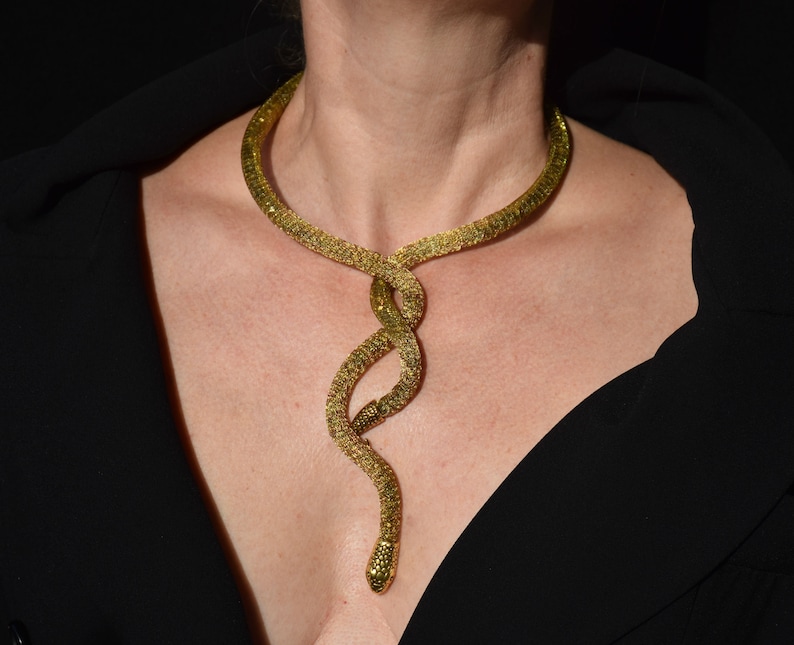 Gold Snake Choker Necklace Ouroboros Choker Necklace Serpent Etsy