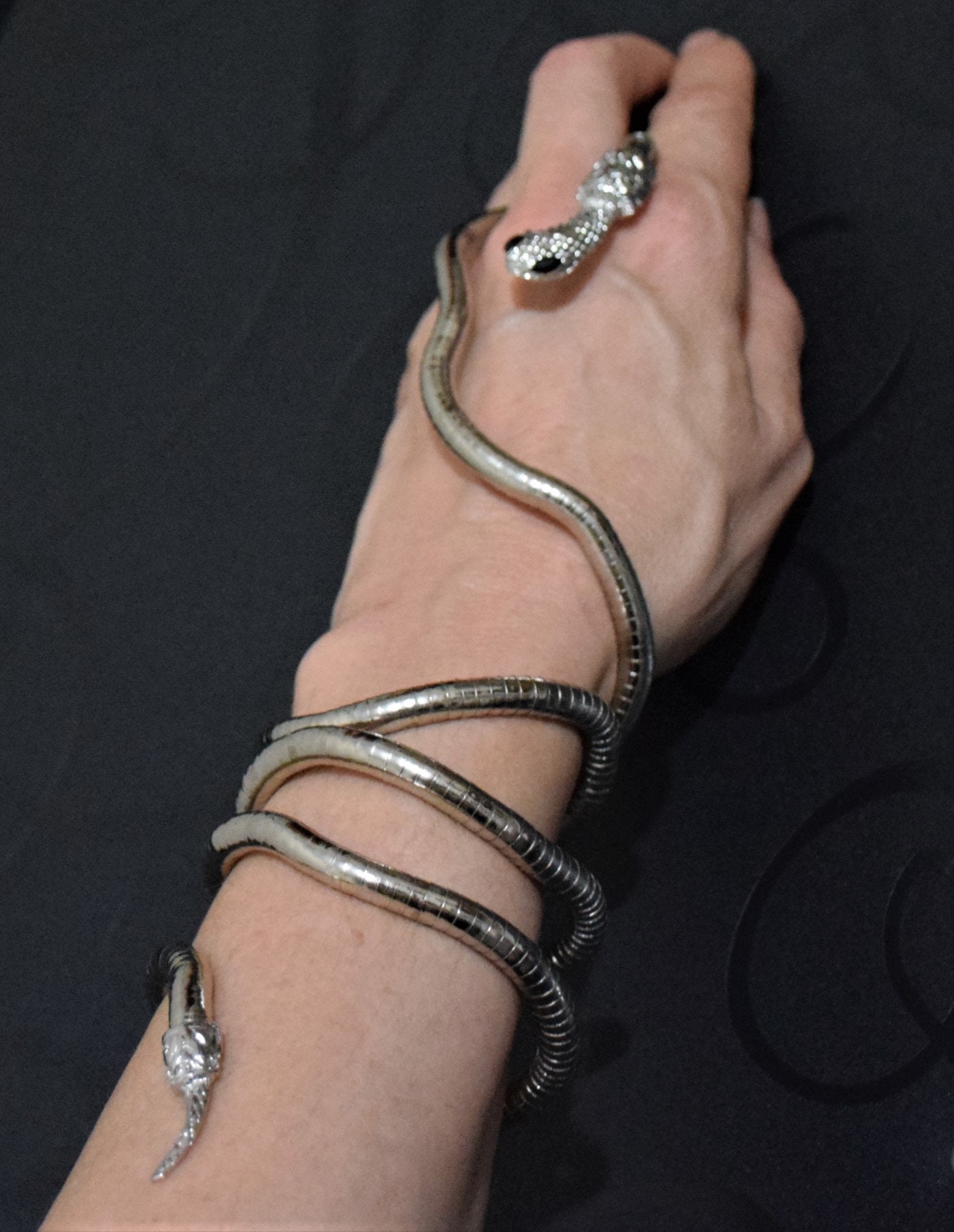 Silver Snake Wrist Cuff Bracelet Serpent Arm Cuff Snake Jewelry