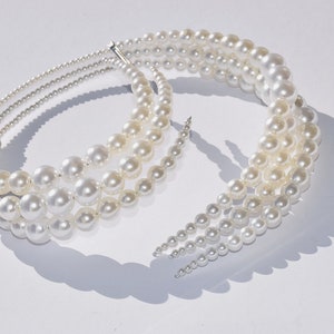 Big Large Chunky White Round Pearls Beads Necklace Handcrafted Statement Jewelry