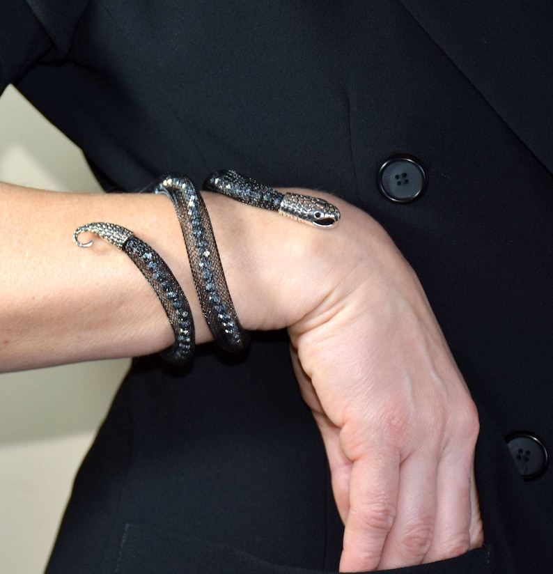 Black Snake Arm Cuff Bracelet Bangle Serpent Wrist Cuff Etsy