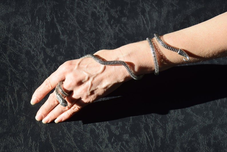 Silver Snake Bracelet Bendable Wrist Cuff Bracelet Serpent Etsy