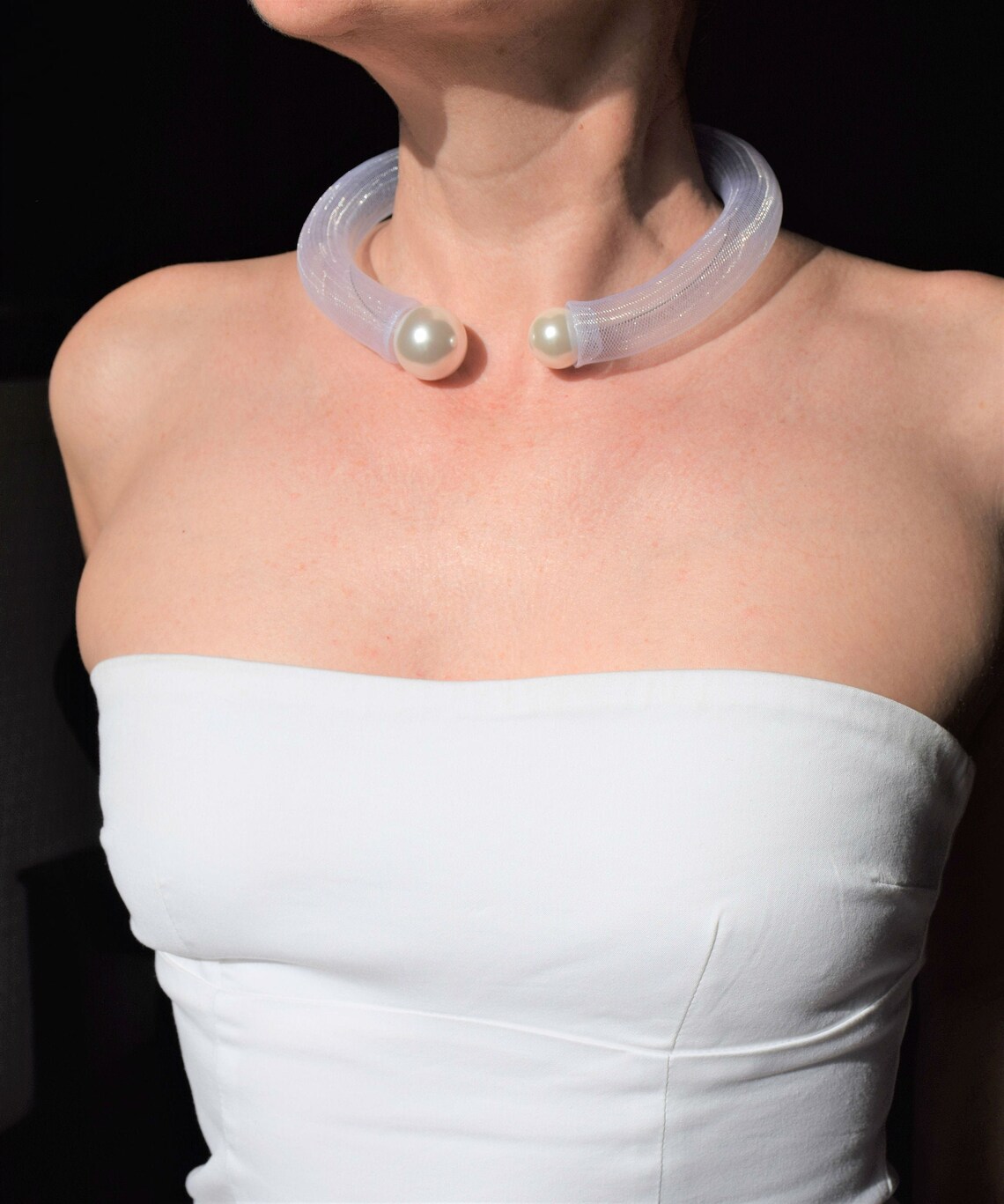 Open cuff choker necklace Neck cuff collar White choker Etsy