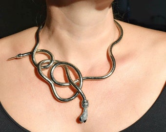 Silver/black/gold snake necklace choker FLEXIBLE BENDABLE TRANSFORMER Serpent ouroboros choker necklace Snake serpent animal jewelry