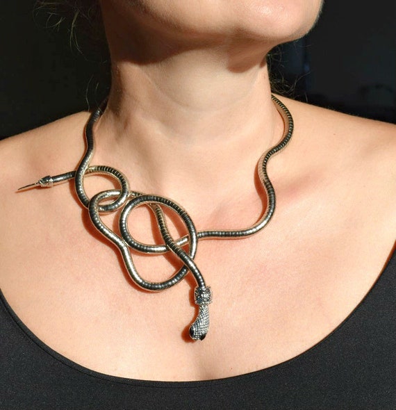 Schlangen Kette biegsam flexibel gold farben Metall snake necklace NEU 