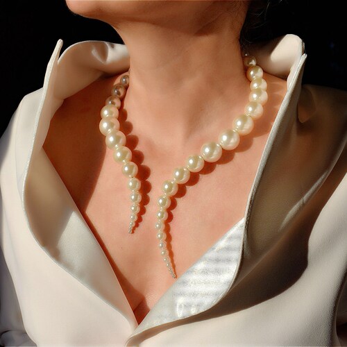 Cultured Freshwater Pearl Flower Necklace – White Shell, Mother Of Pearl Accent, 19" - View #5