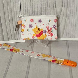 Pacifier Clip Winnie The Pooh Pacifier Leash and Small Zipper Bag Set