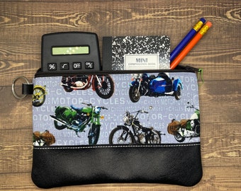 Small Zipper Pouch Motorcycle Dirt Bike Valentine's Day Gift Under 10 Ready to Ship