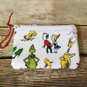 Pequeña bolsa con cremallera con el Gato con sombrero del Dr. Seuss para rellenar con calcetines navideños, lista para enviar