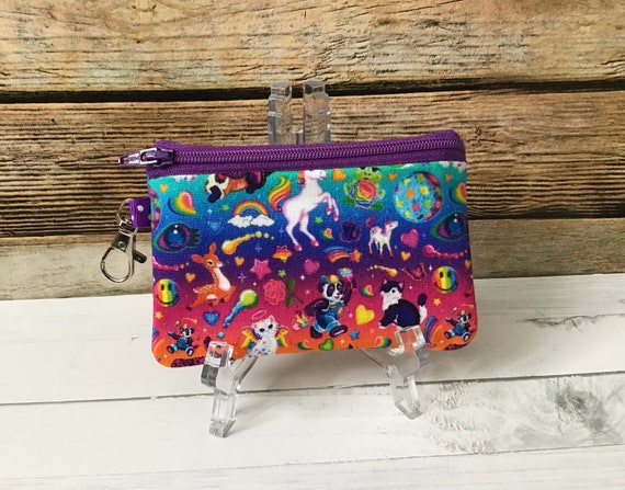 Small Zipper Pouch Lisa Frank Inspired  Gift Under 10