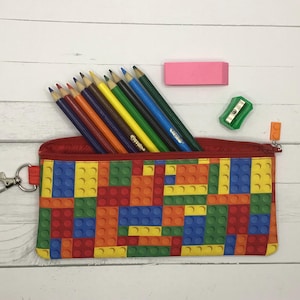 Lego Blocks Zippered Pencil/Crayon Bag  Ready to Ship Back To School