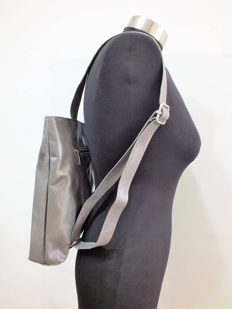 Women Leather Bag, Shoulder Bag, Leather Backpack, Handmade Bag, Leather Backpack Purse, Gray Leather Bag, Tassel Bag Purse, Wonen Backpack image 4