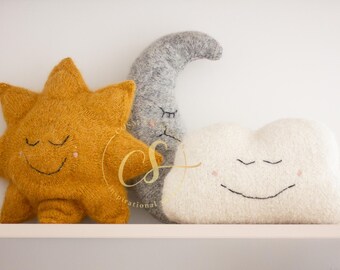 Easy Knit Weather Series Bundle sun moon cloud raindrop - beginner knits PDF nursery decor