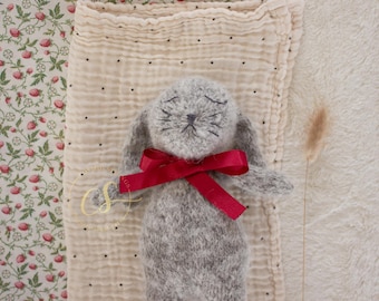 Easy Knit Pattern Sleepy Bunny Knitting Pattern, Softie Stuffed Rabbit Toy (PDF) Beginner