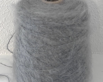 Silver Grey Mohair Yarn DK 2's NM Mohair/Wool/Nylon 78/13/9 500g Cone