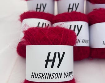 Cherry Red Mohair Yarn DK 2's NM Mohair/Wool/Nylon 78/13/9 50g ball