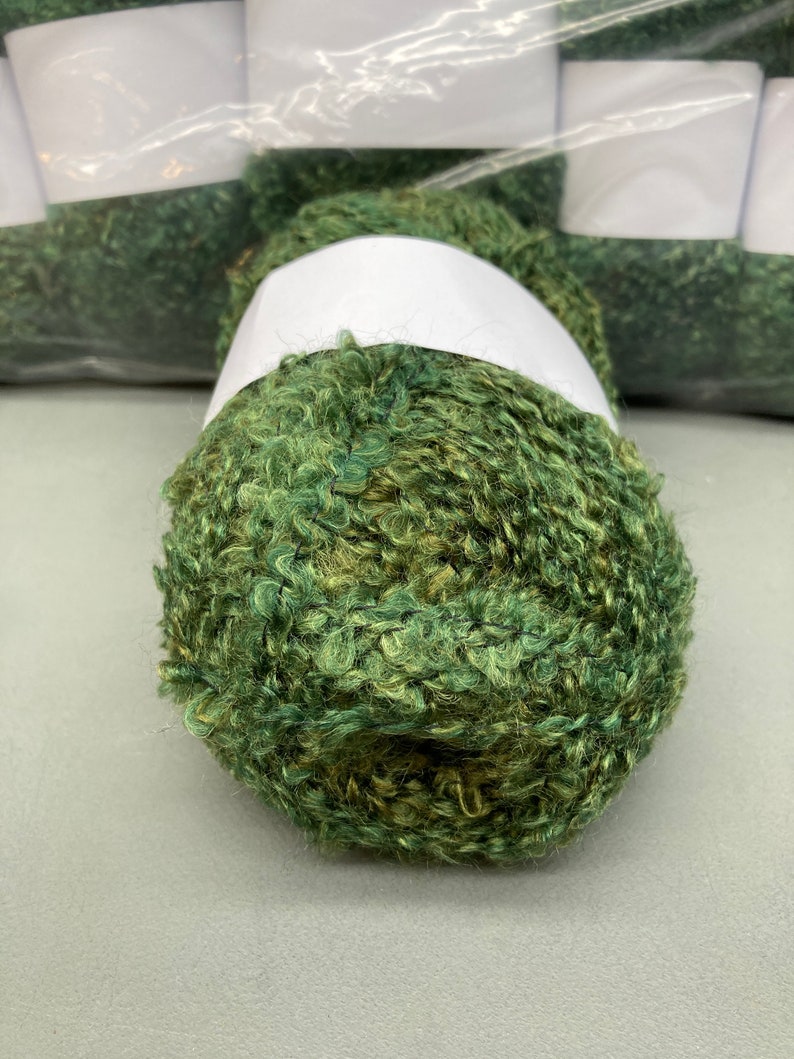 Variegated Green and Blue Boucle Mohair Type Yarn 500g 10x50g balls image 4