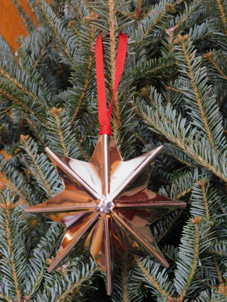 8-point Tin Star Ornament, Handmade, Decoration, Gift 15 and Under image 1