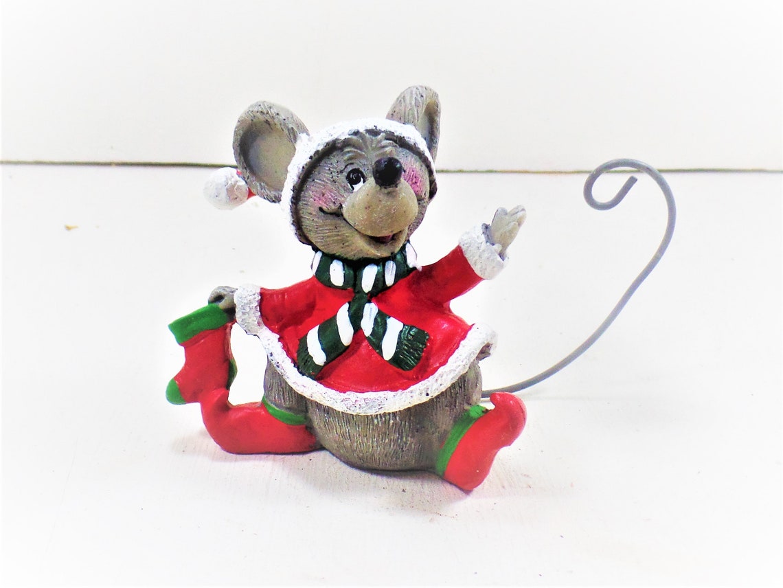 Christmas Mouse, Xmas Ornament, Under Tree Ornament, Vintage Ornament