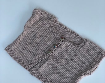 Hand knitted beige cotton shrug