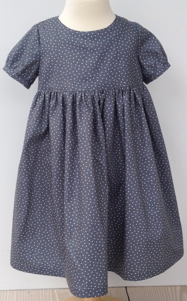 Small Grey star fabric Empire line dress image 2