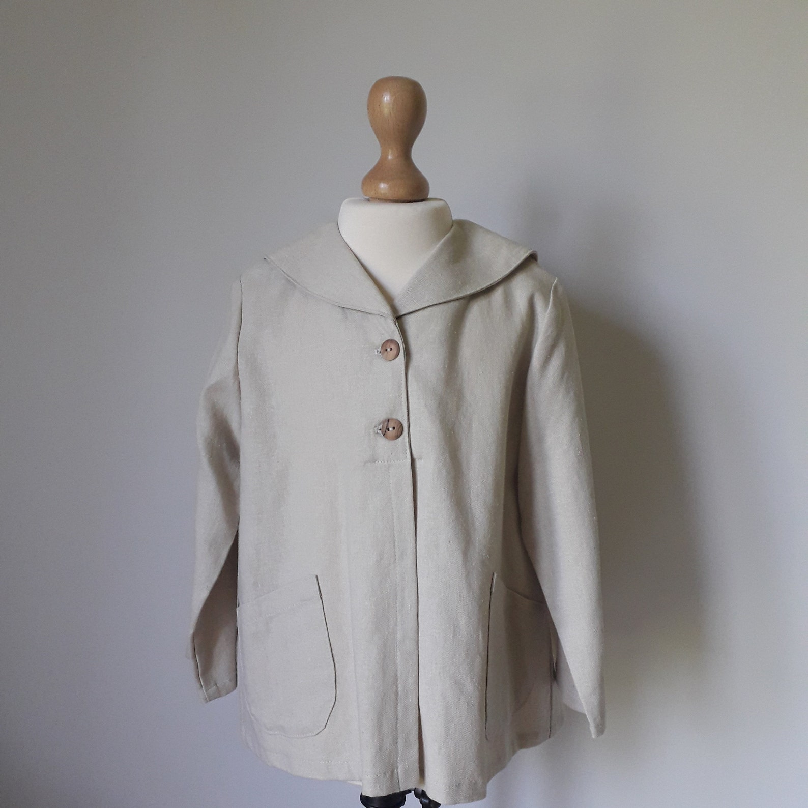 Cream Linen Sailor Collared Jacket - Etsy